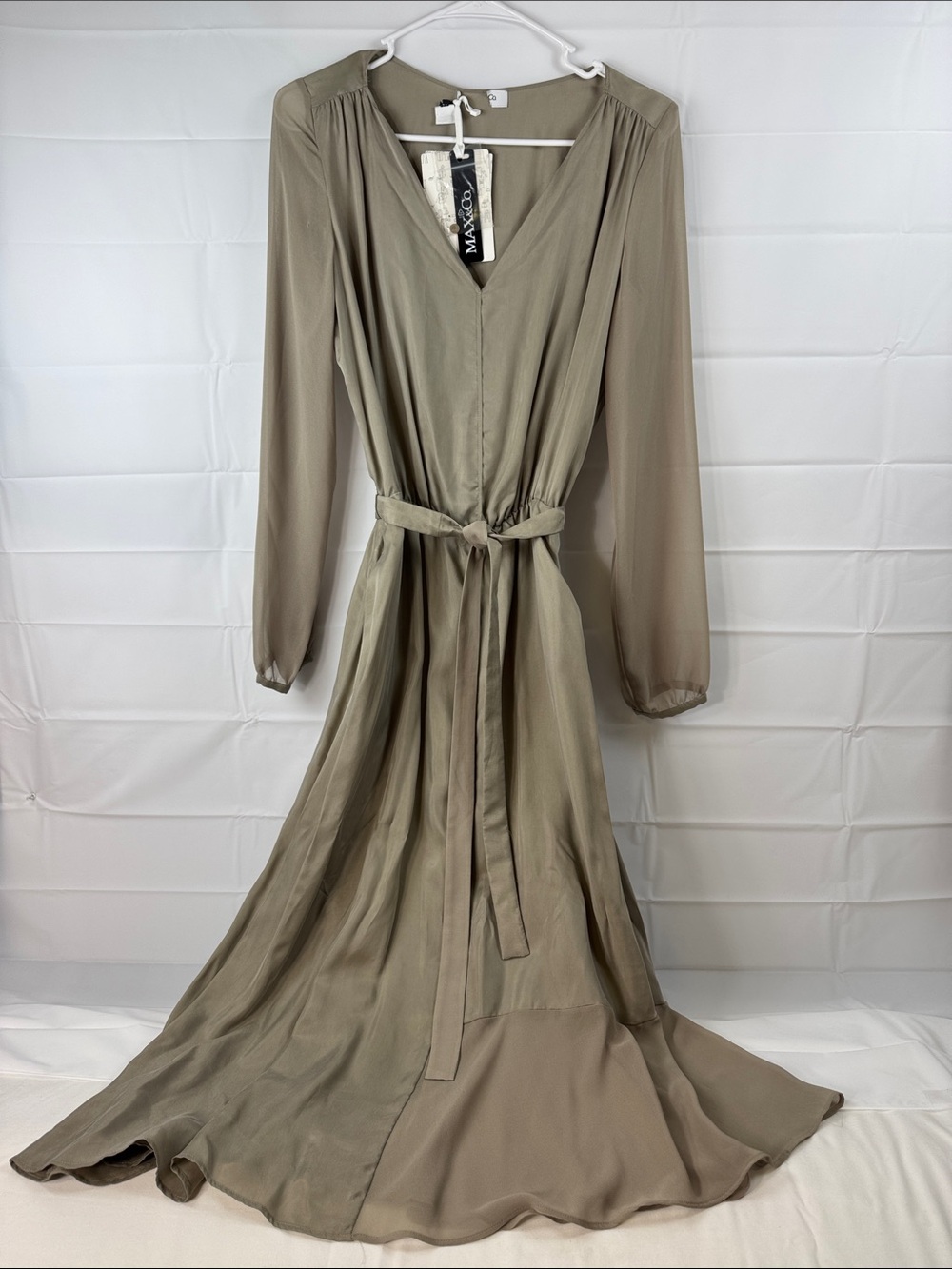 MAX&Co. Decibel NWT Made in Italy Silk Blend Tie Waist Maxi Dress US 2